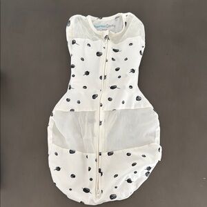 White Sleep Sack with Black Polka Dots